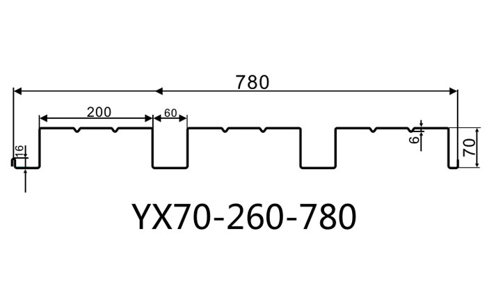 YX70-260-780開口樓承板